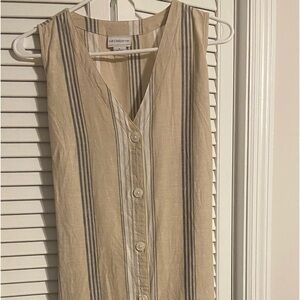 Liz Claiborne Womens Striped Sleeveless V Neck Midi Dress